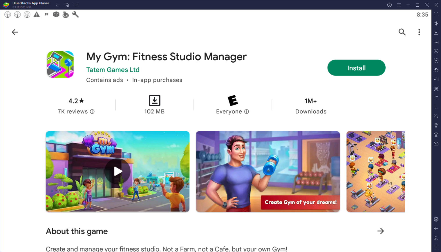 How to Play My Gym: Fitness Studio Manager on PC with BlueStacks