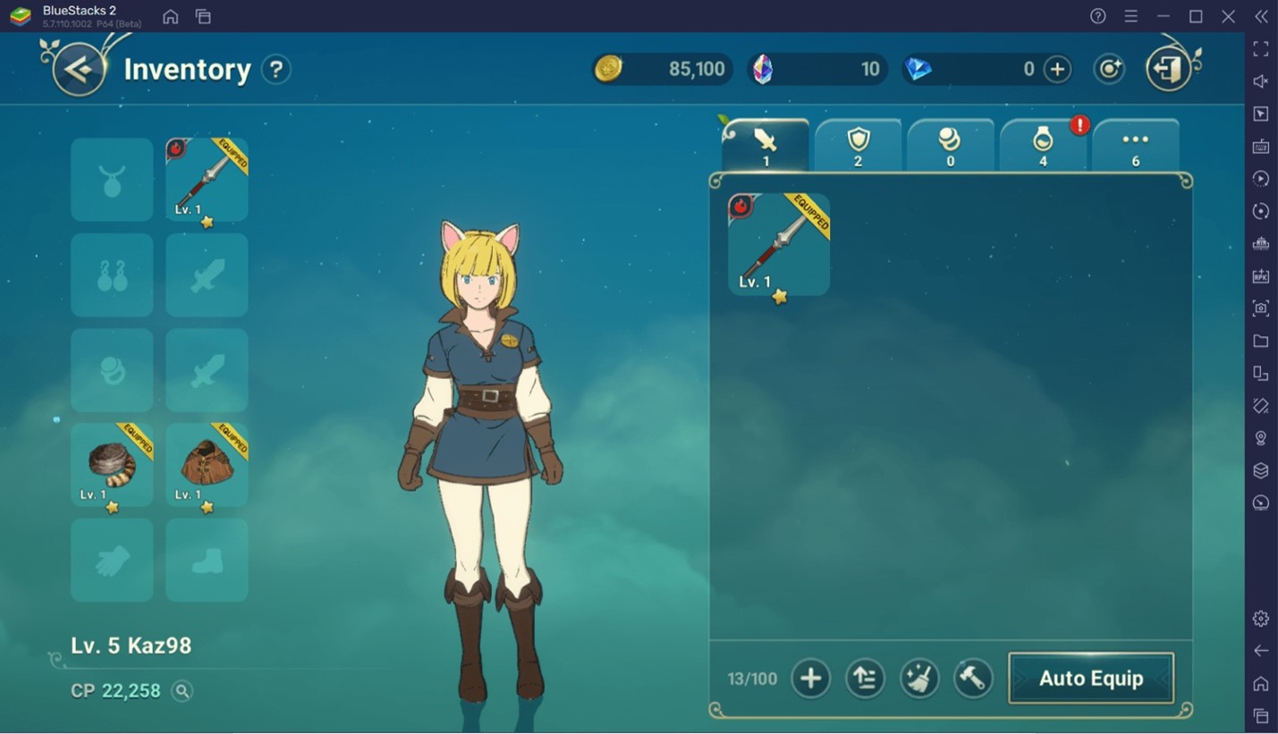 Увеличиваем силу персонажа в Ni no Kuni: Cross Worlds с помощью экипировки  | BlueStacks