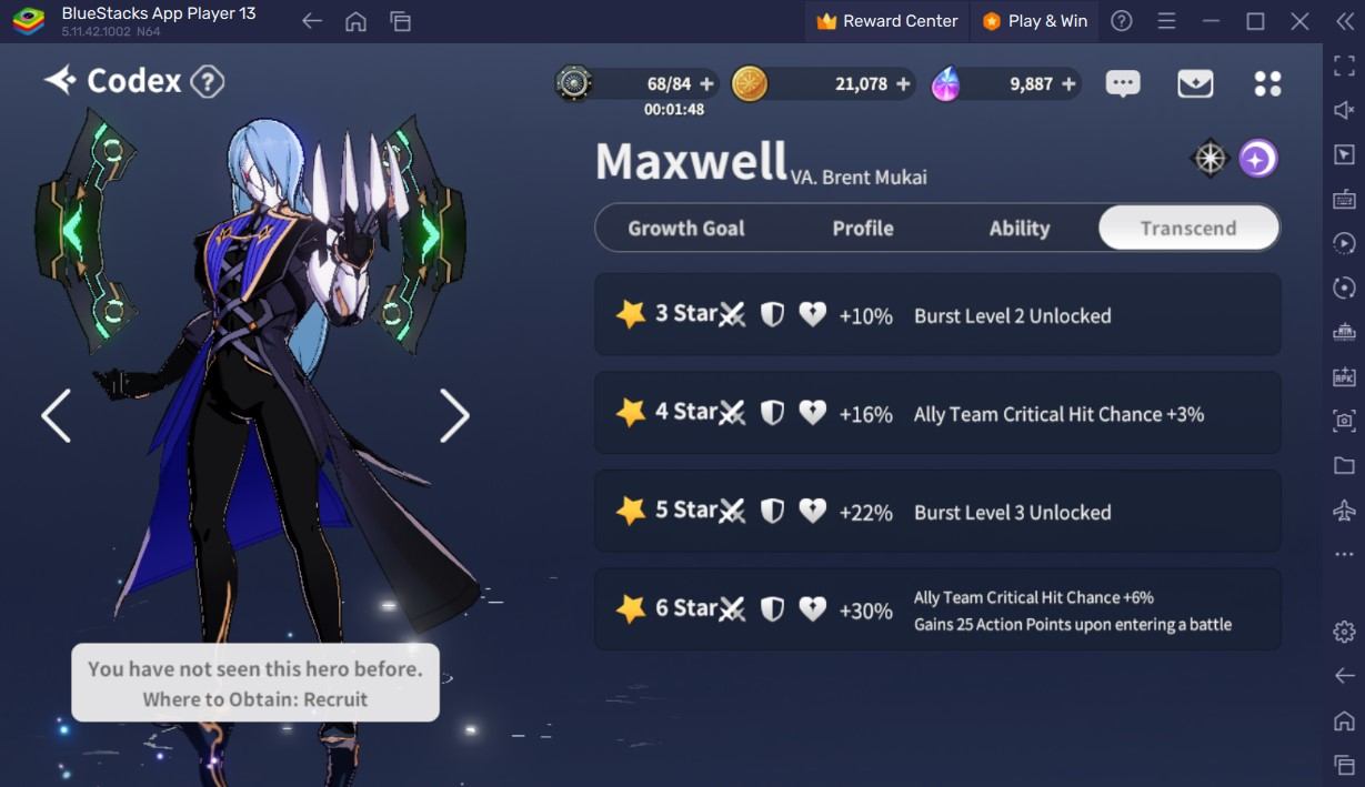 Outerplane – Guide du Personnage Maxwell