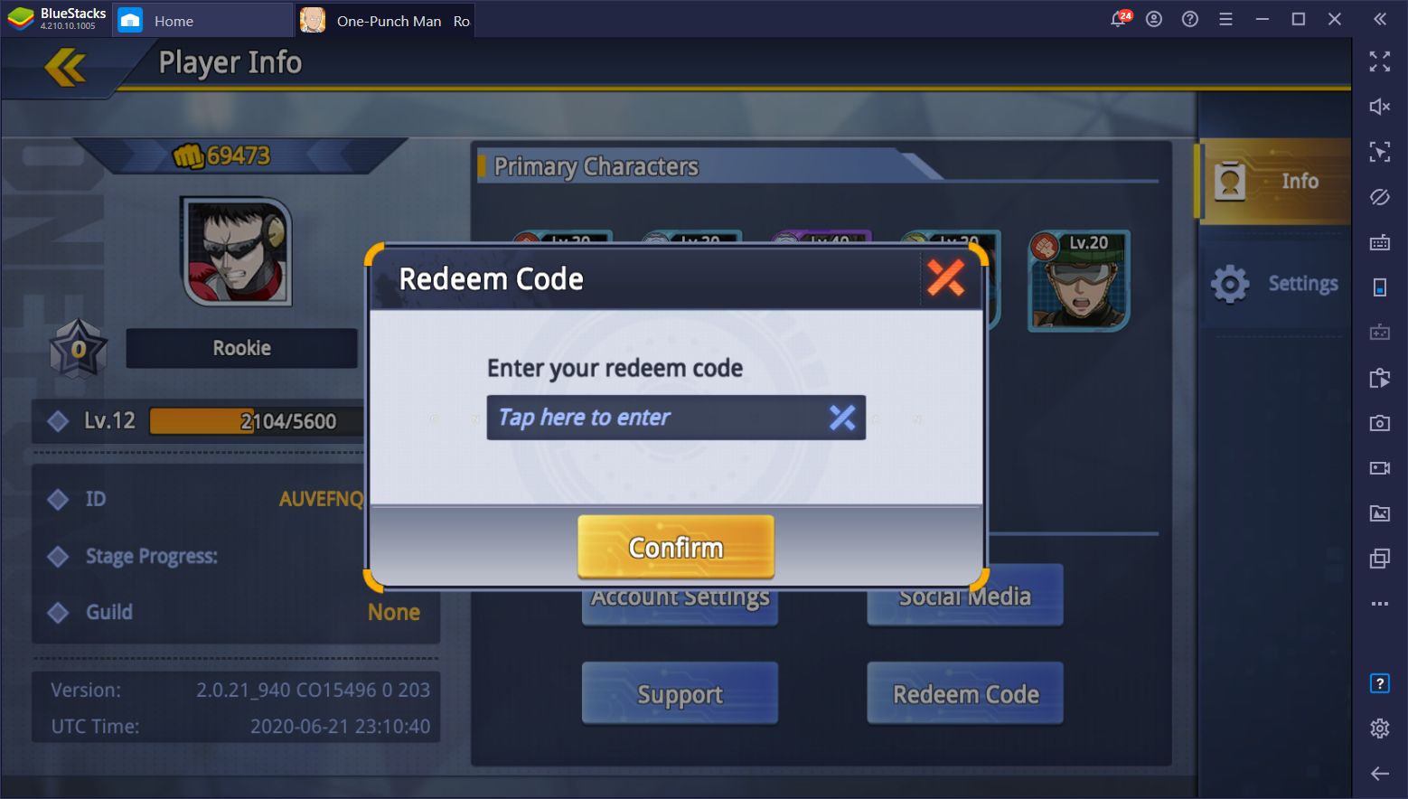 One Punch Man Redeem Code