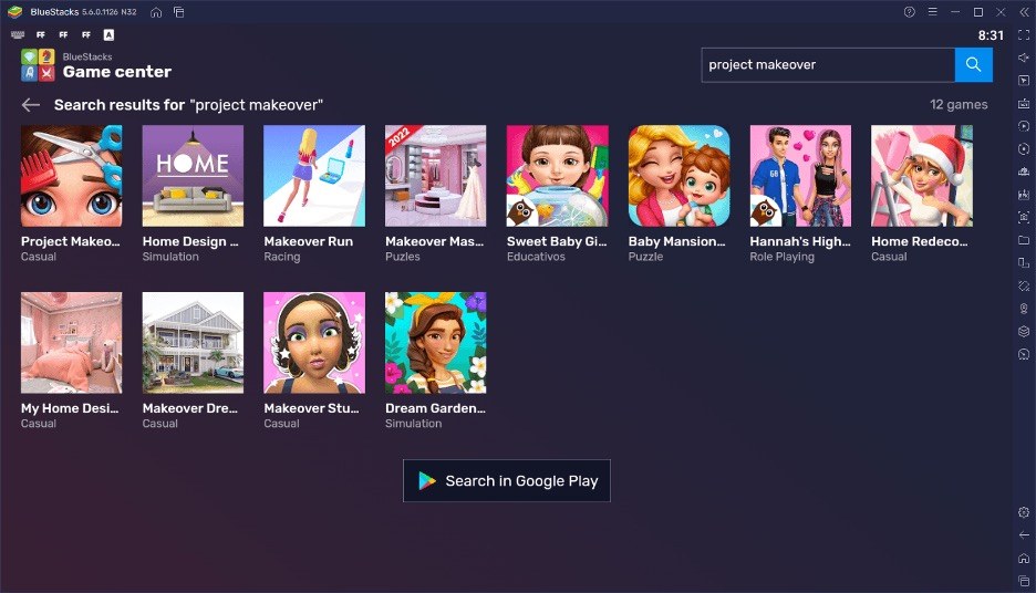 Играем в Project Makeover на ПК с помощью BlueStacks