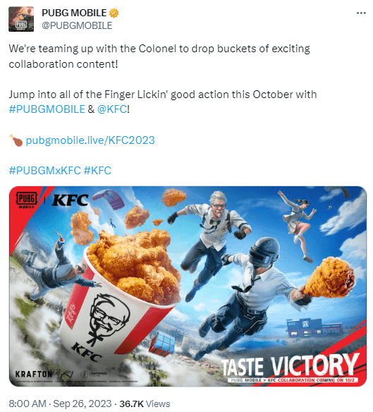 PUBG Mobile Partners Up with KFC News Update