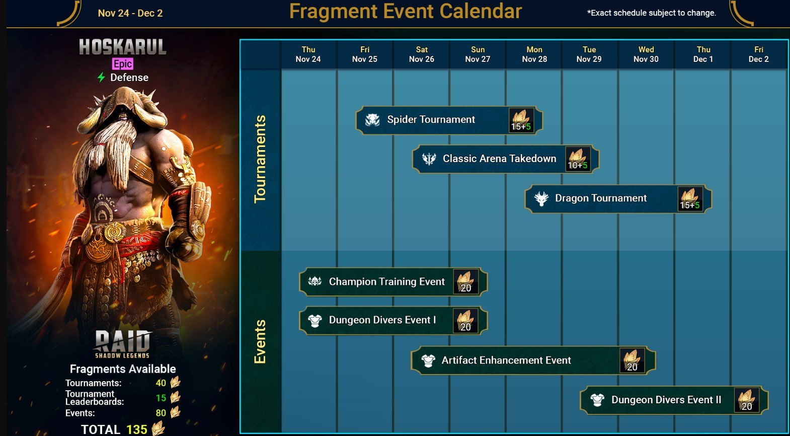 RAID: Shadow Legends - Hoskarul Fragment Fusion Event Leitfaden