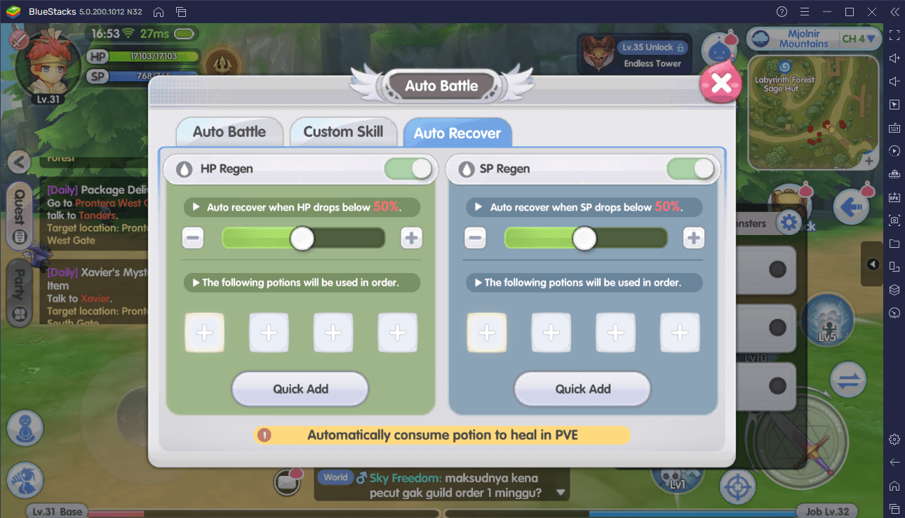 auto potion ragnarok mobile