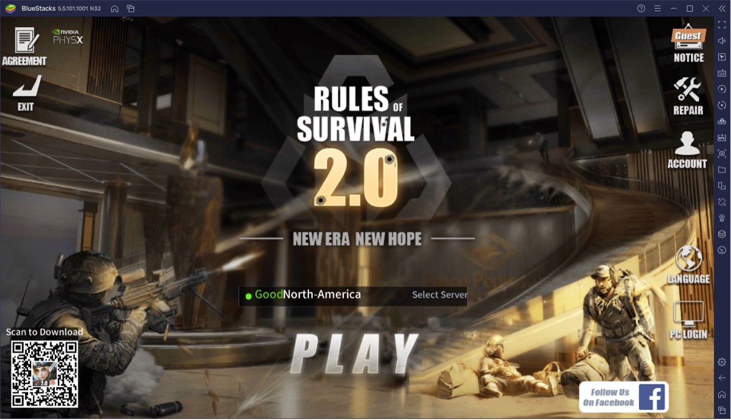 Играем в Rules of Survival 2.0 на ПК с помощью BlueStacks