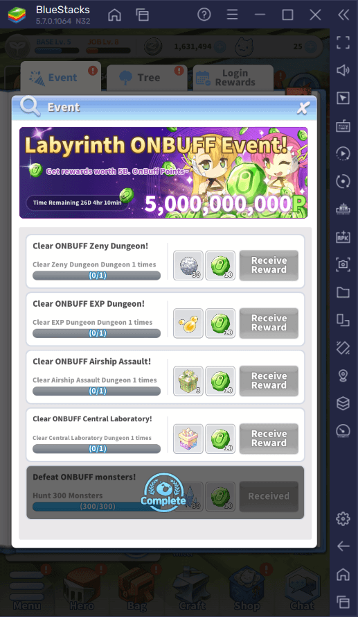 Cómo ganar puntos Onbuff más rápido y eficientemente en Ragnarok Labyrinth NFT con tu PC usando BlueStacks