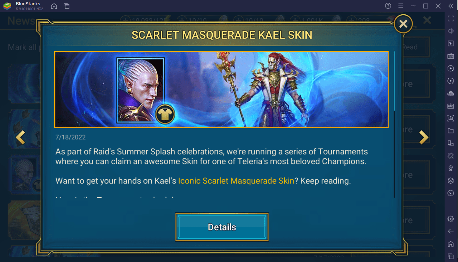 RAID: Shadow Legends Adds New Tournaments for Scarlet Masquerade Kael Skin