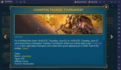 Get the New Champion Tatsu for Free via Champion Training Tournament in RAID: Shadow Legends