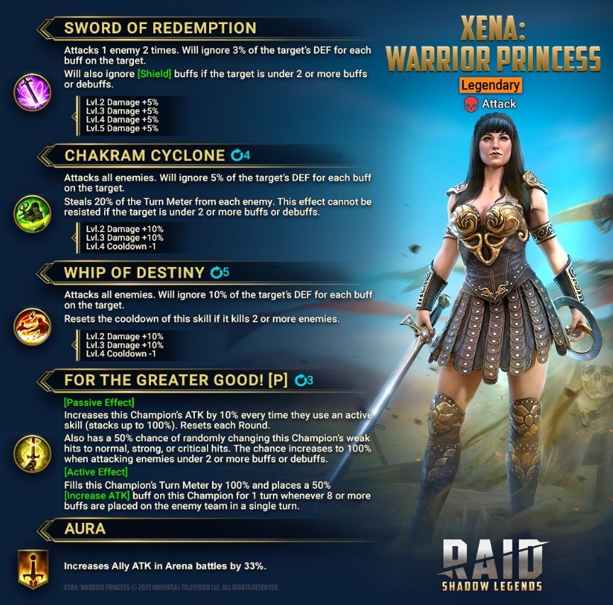 RAID: Shadow Legends – Xena: Warrior Princess Joins the Telerian Battlegrounds as a Playable Character