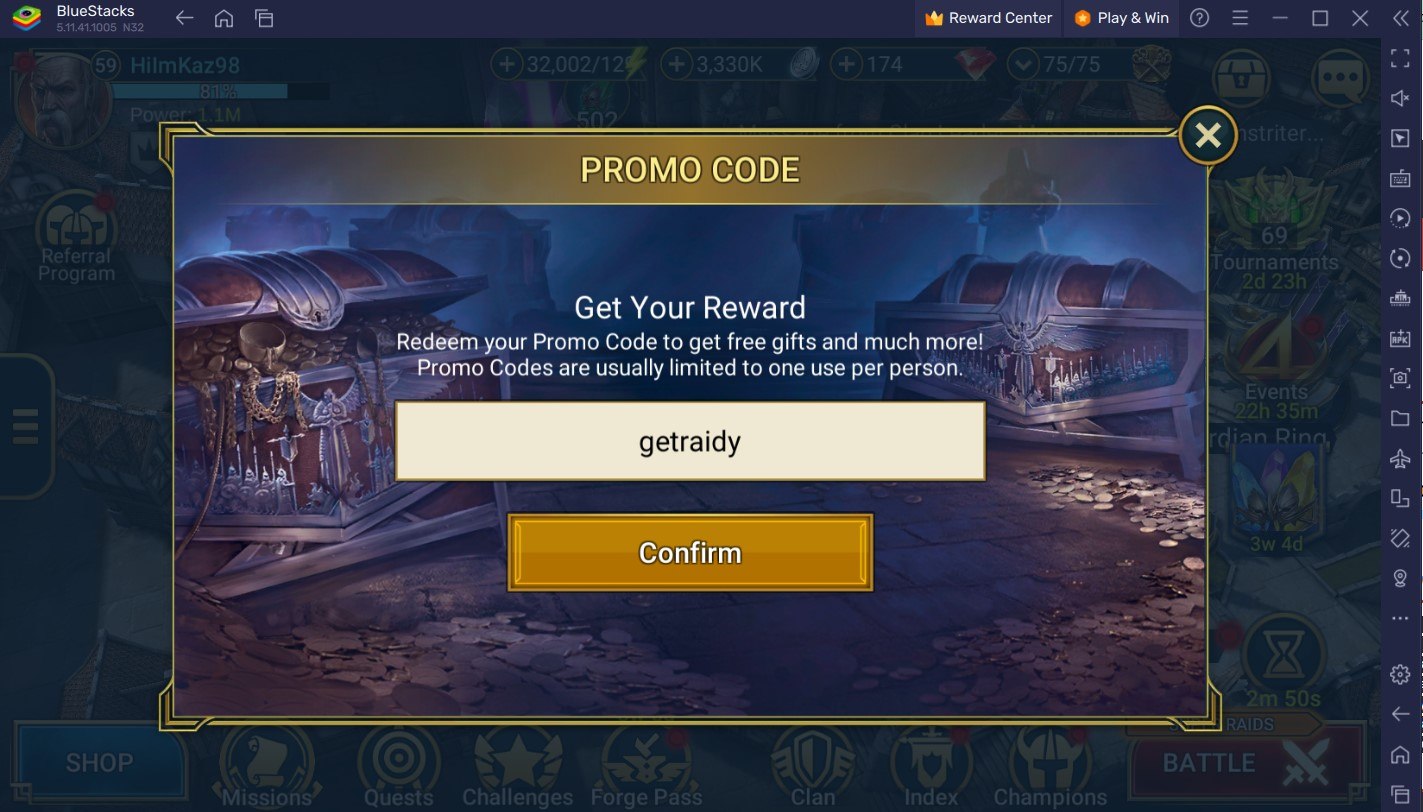 Code redeem raid shadow deals legends