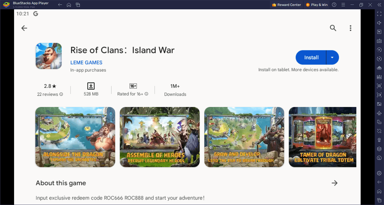 블루스택으로 PC에서 Rise of Clans：Island War 플레이