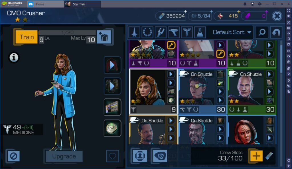 star trek timelines upgrade crew