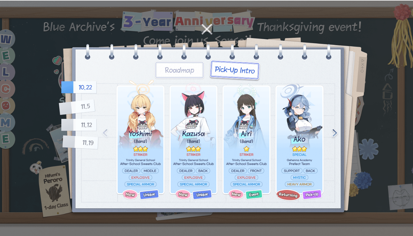 Blue Archive’s 3-Year Anniversary: New Limited Characters & Exciting Rewards - Thanksgiving Event Roadmap