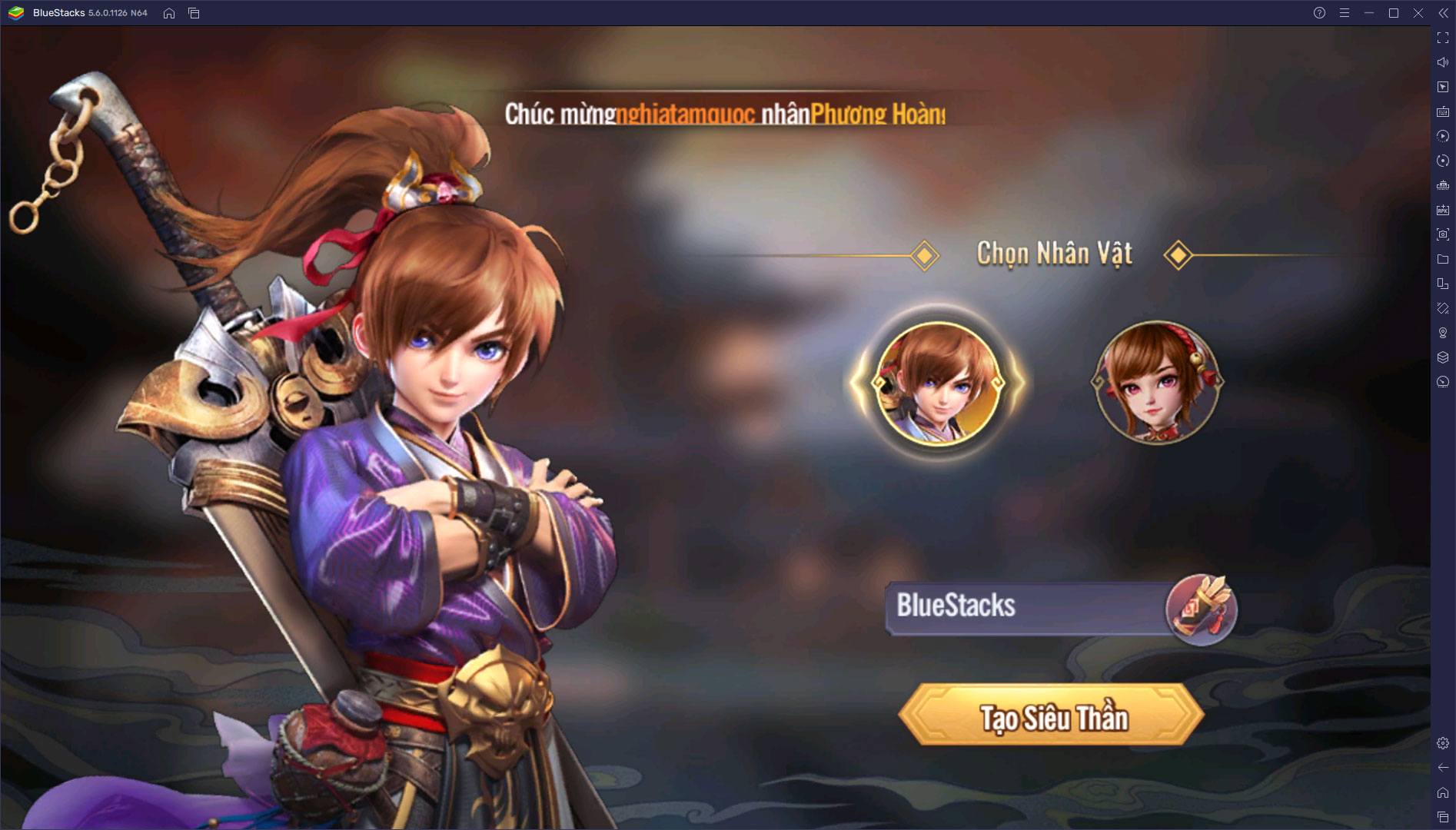 Hướng dẫn các game thủ lần đầu chơi Siêu Thần Quân Sư với BlueStacks