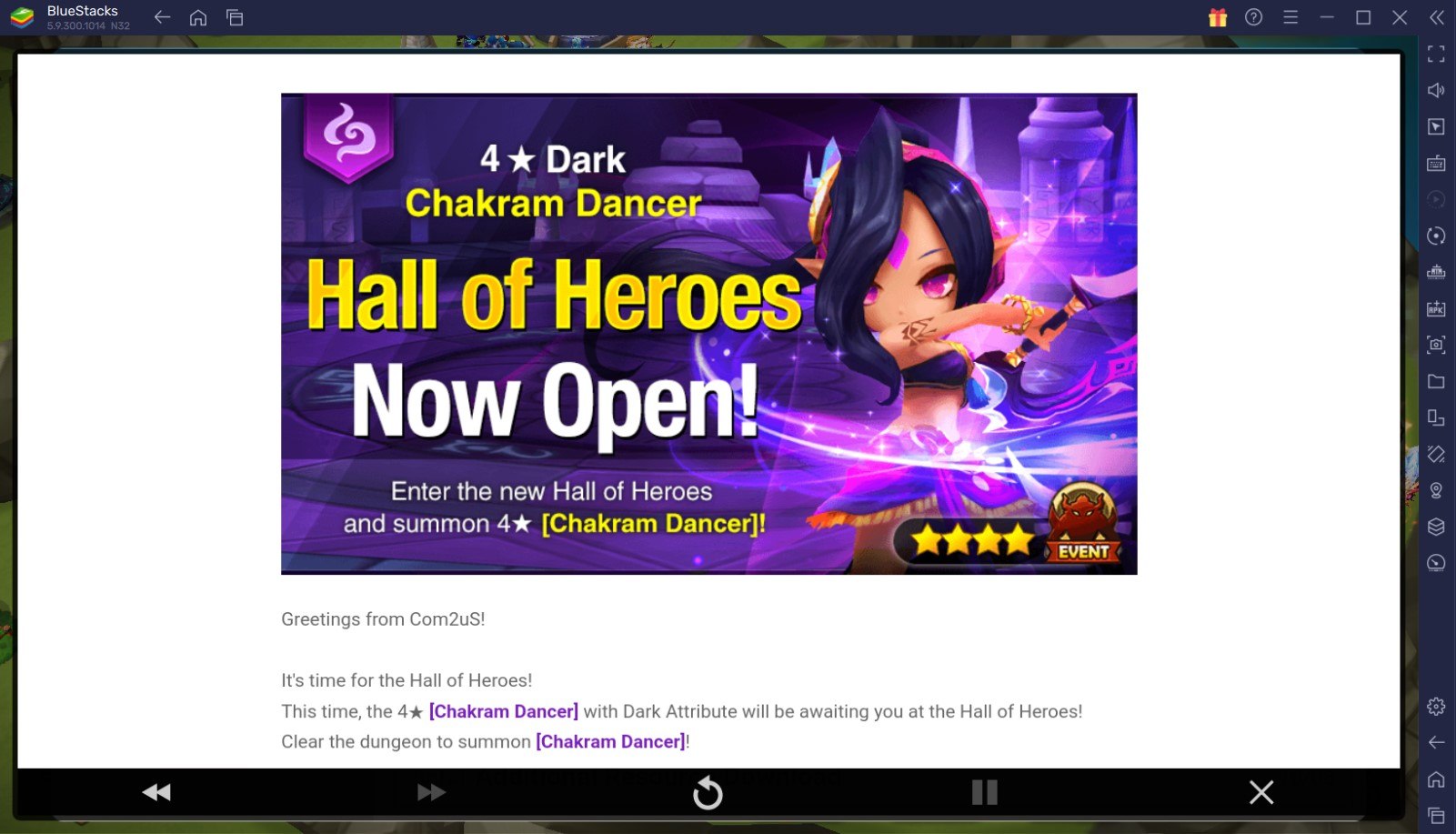 Summoners War Sky Arena Dark Chakram Dancer Hall Of Heroes Announced Bluestacks 