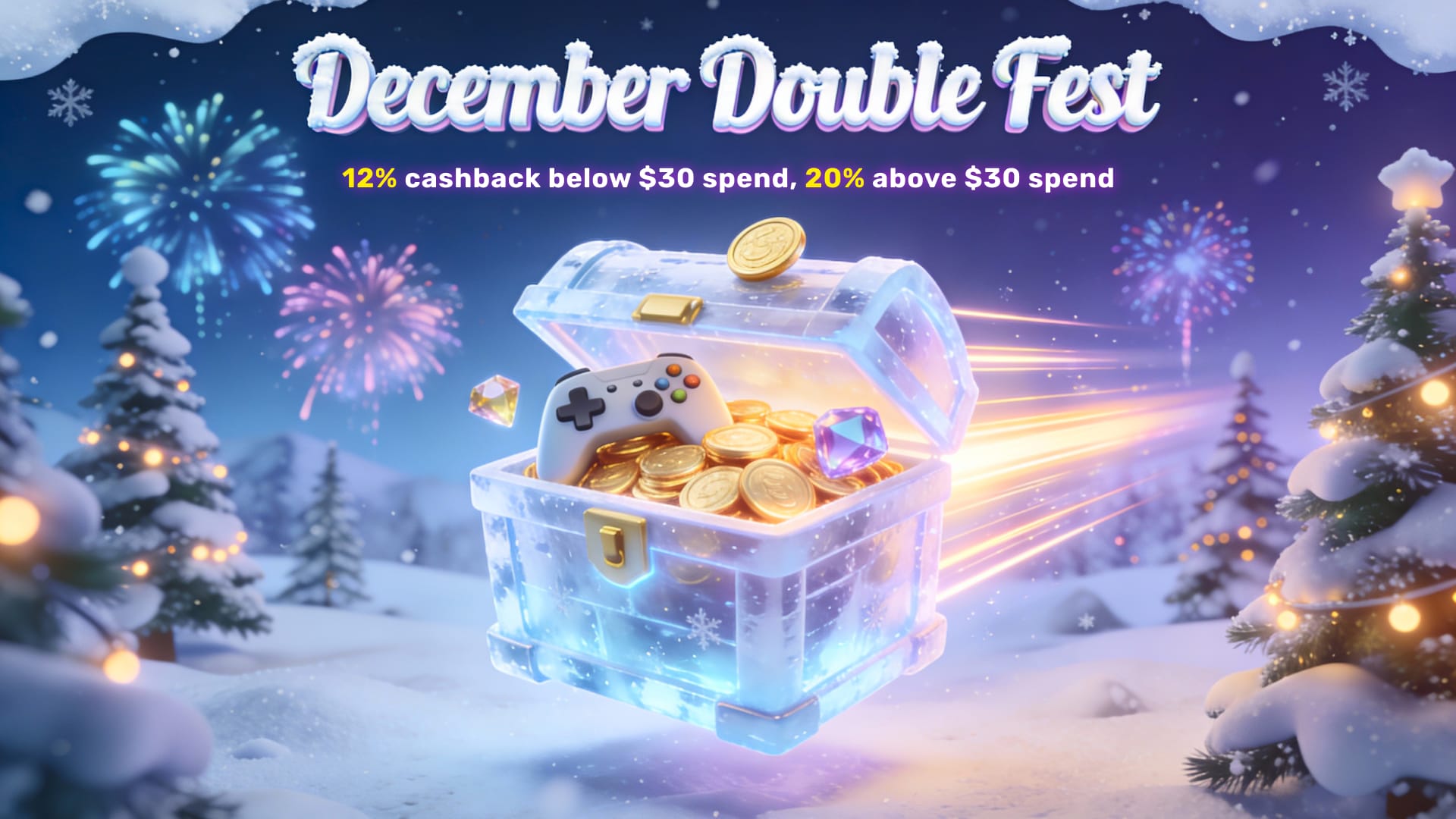 December Double Fest – Get 12% to 20% Cashback on Exclusive Games!