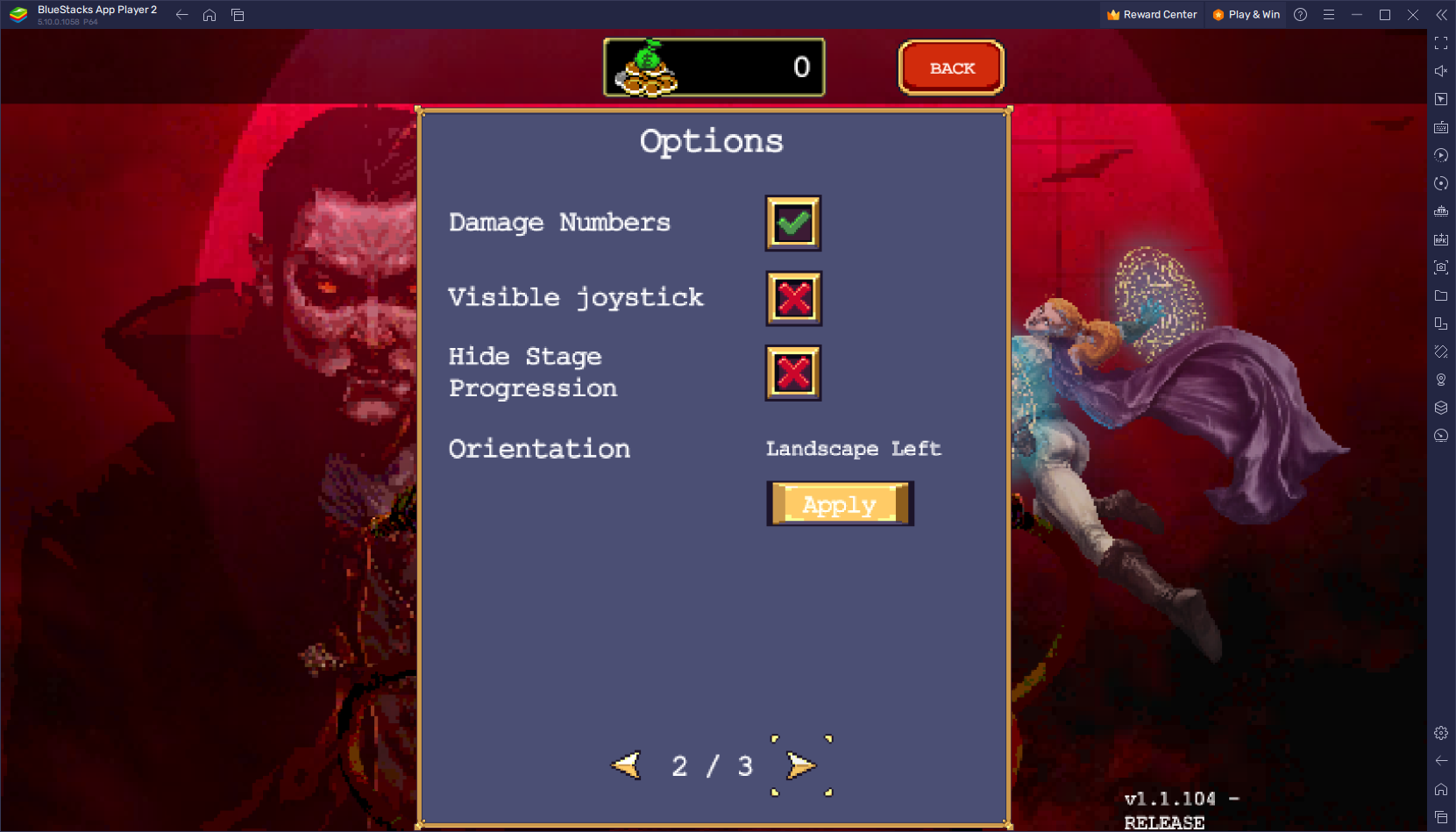 Vampire Survivors BlueStacks PC-Setup-Guide für die Querformat-Ausrichtung und Gamepad-Unterstützung