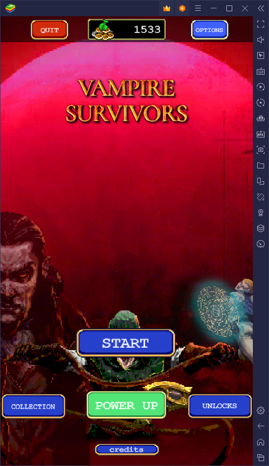 Vampire Survivors BlueStacks Guía de configuración de PC para orientación horizontal y compatibilidad con el mando