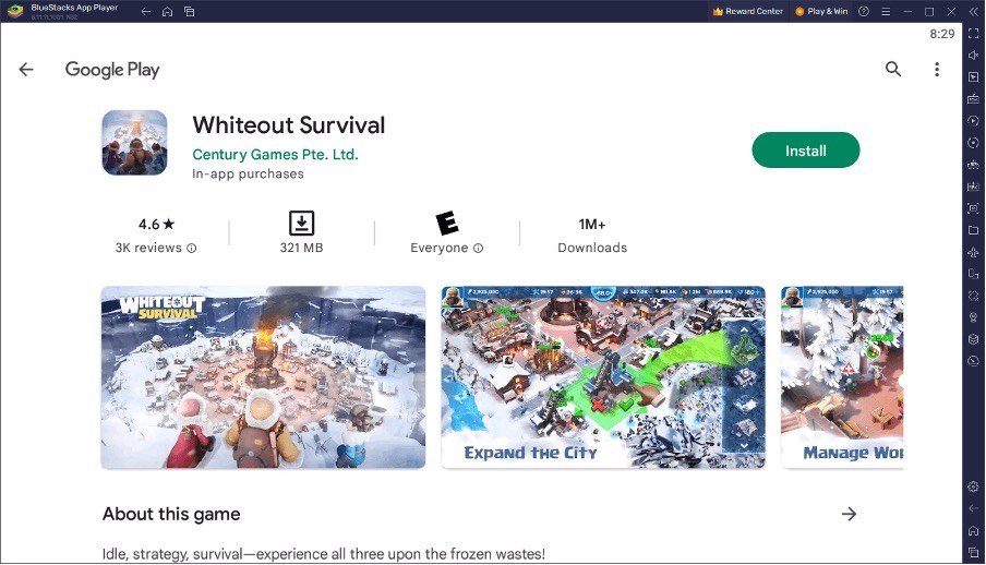 Играем в Whiteout Survival на ПК с помощью BlueStacks