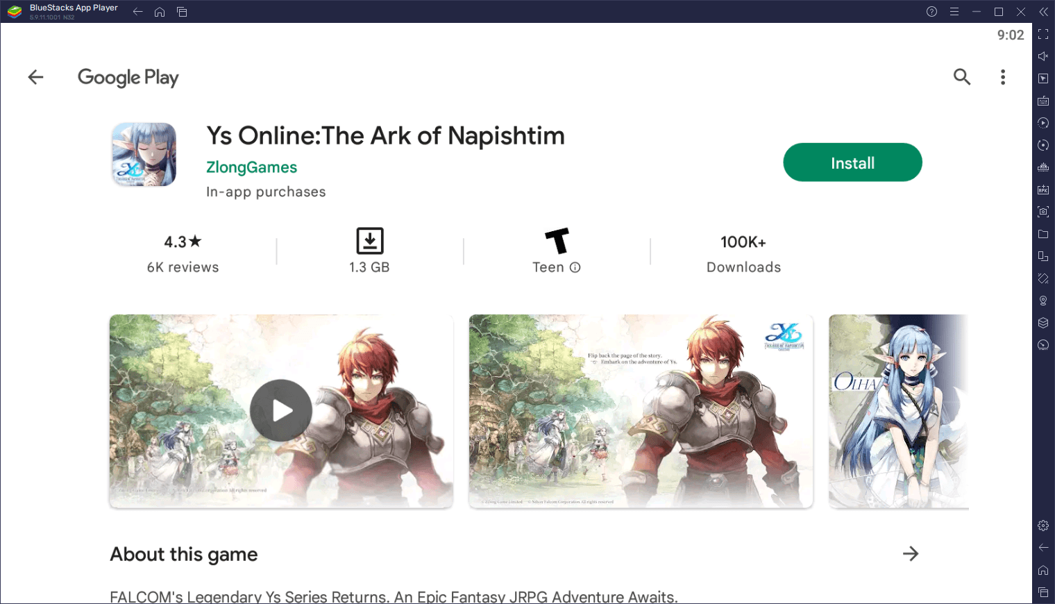 Как играть в Ys Online: The Ark of Napishtim на ПК через BlueStacks