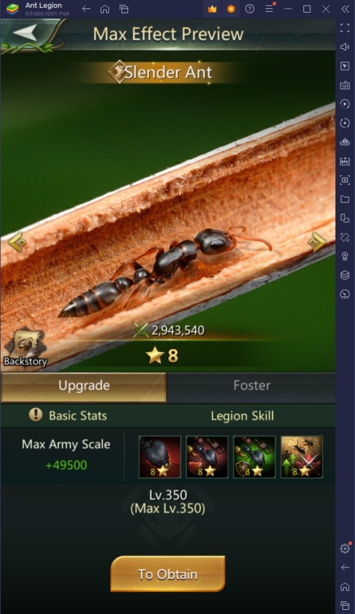 Ant Legion : For the Swarm - Lista de niveles de hormigas especializadas