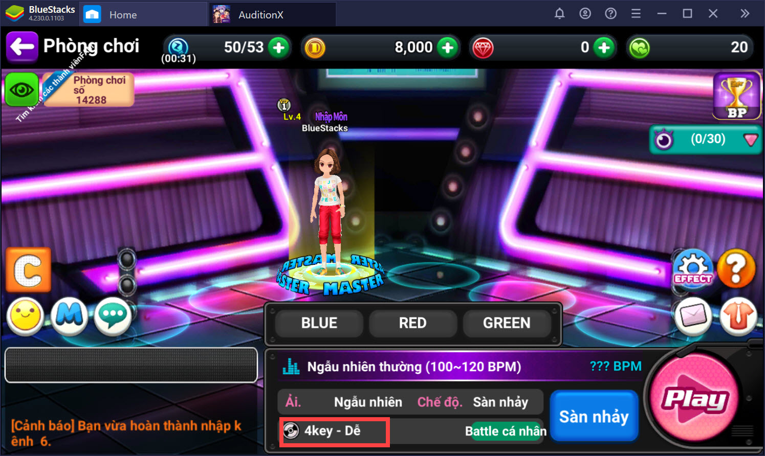 Thiết lập Game Controls nhảy 2K, 4K trong Audition X