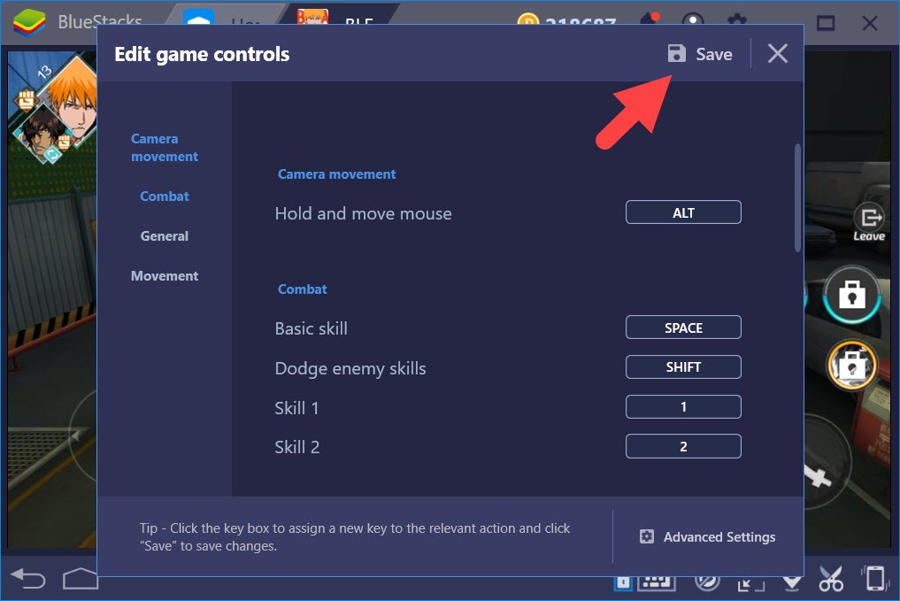 Thiết lập Game Controls khi chơi BLEACH Mobile 3D với BlueStacks