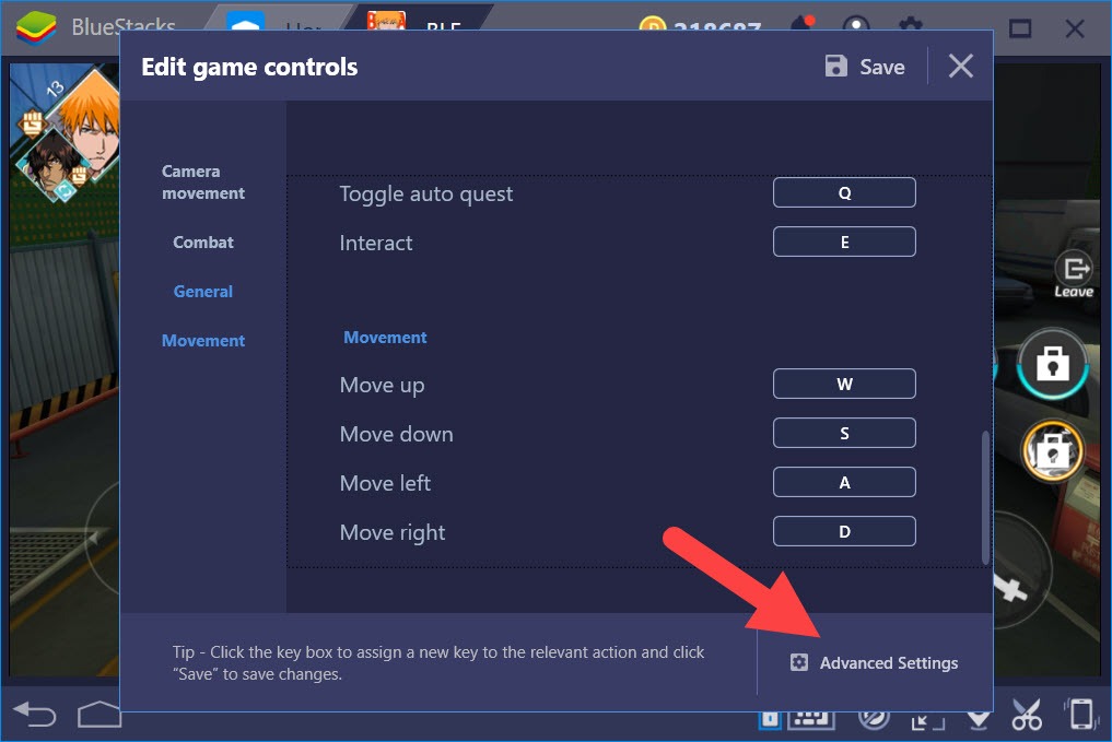 Thiết lập Game Controls khi chơi BLEACH Mobile 3D với BlueStacks