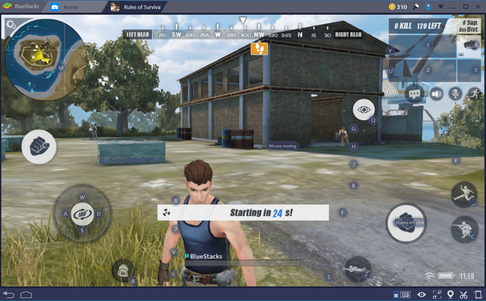 เทคนิคควบคุมใน Rules Of Survival บน BlueStacks