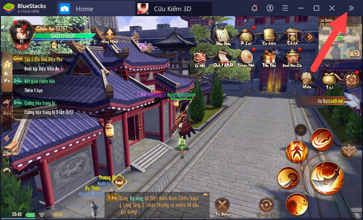 Cửu Kiếm 3D: Tuyệt đỉnh PK với Game Controls của BlueStacks