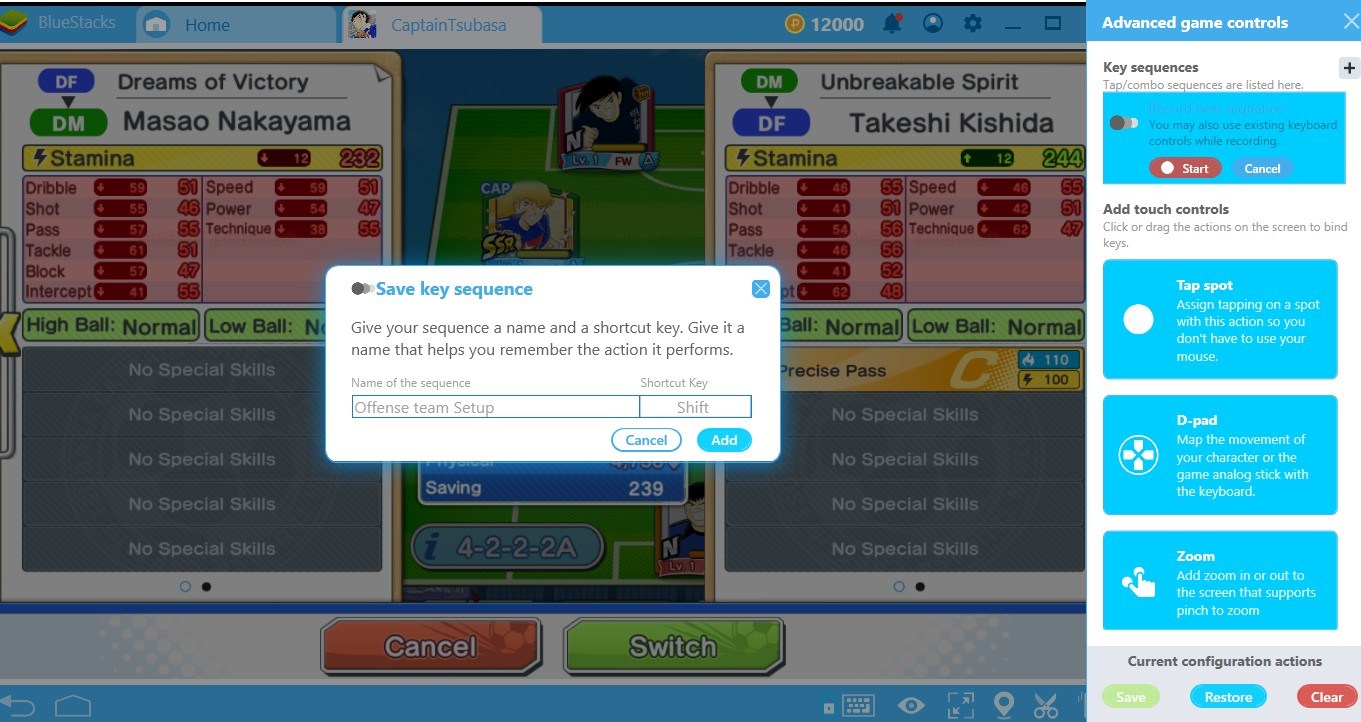 Sử dụng Combo Key của BlueStacks chơi Captain Tsubasa: Dream Team cực nhanh