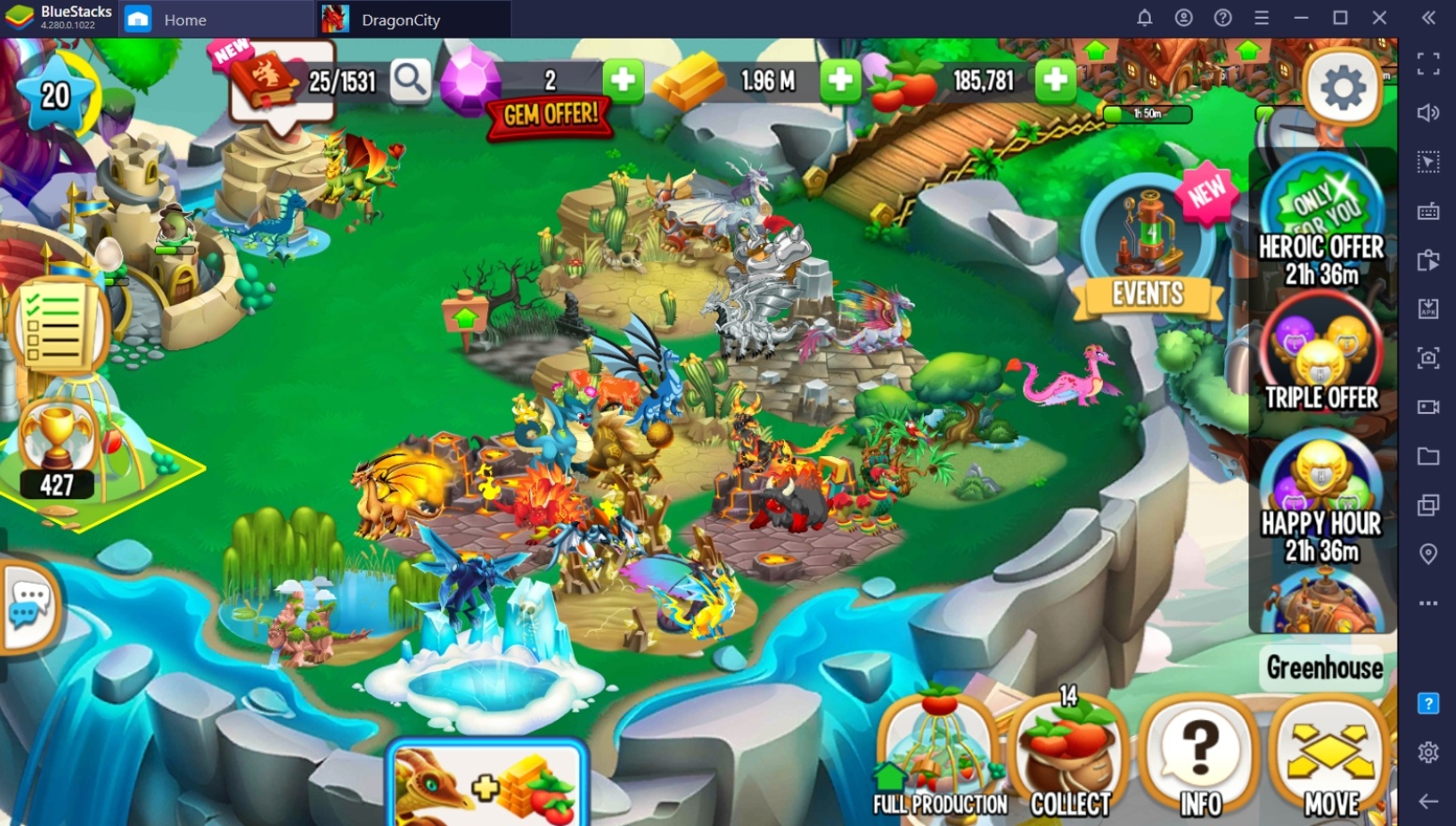  BlueStacks průvodce zemědělstvím potravin a zlata v Dragon City