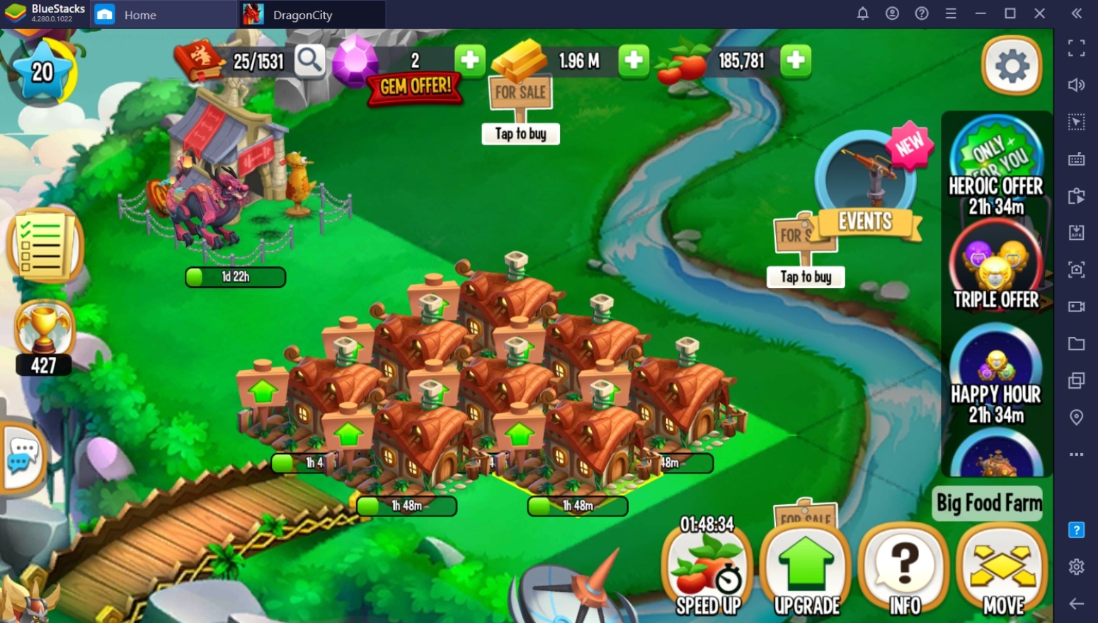 BlueStacks ghid pentru agricultura alimente și aur în Dragon City