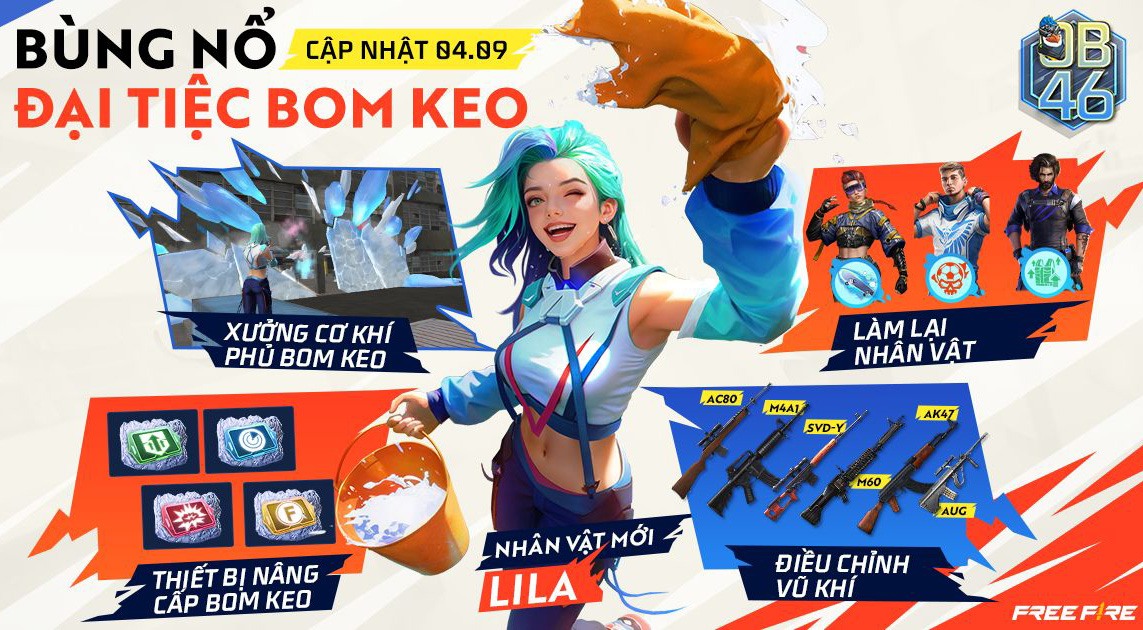 Free Fire: Bản cập nhật OB46 giới thiệu nhân vật Lila và hàng loạt Bom keo mới