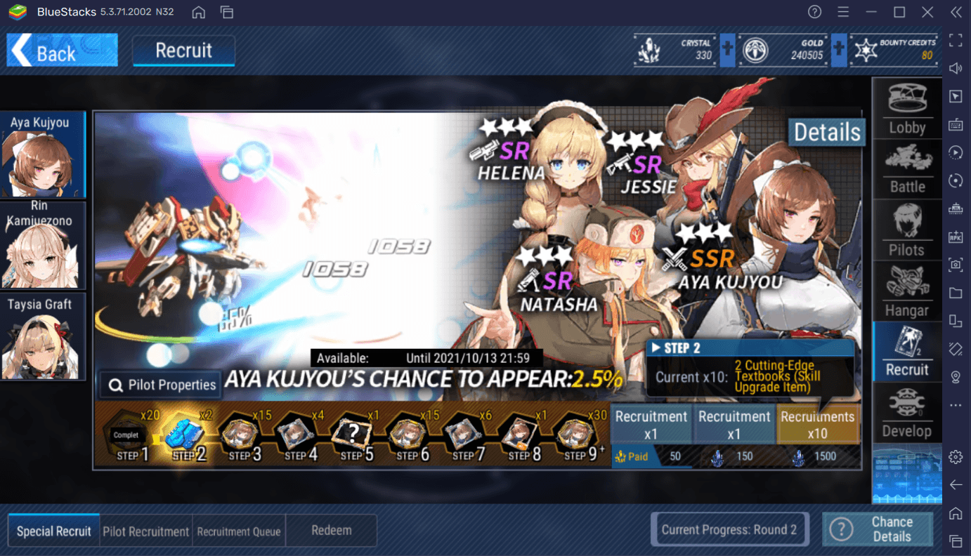 Recomendações do BlueStacks de melhores pilotos do Final Gear