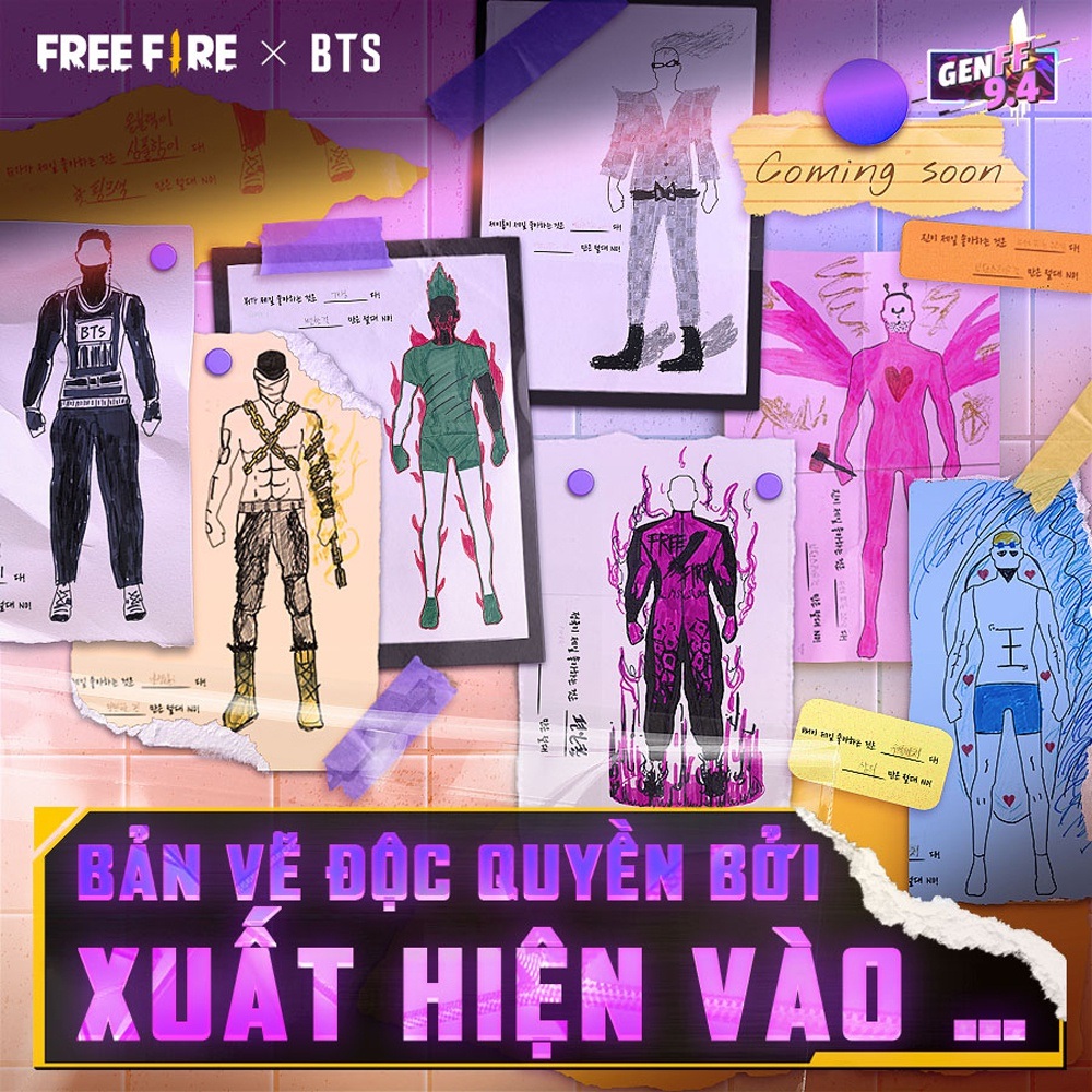Free Fire giới thiệu bộ sưu tập 7 trang phục do BTS tự thiết kế