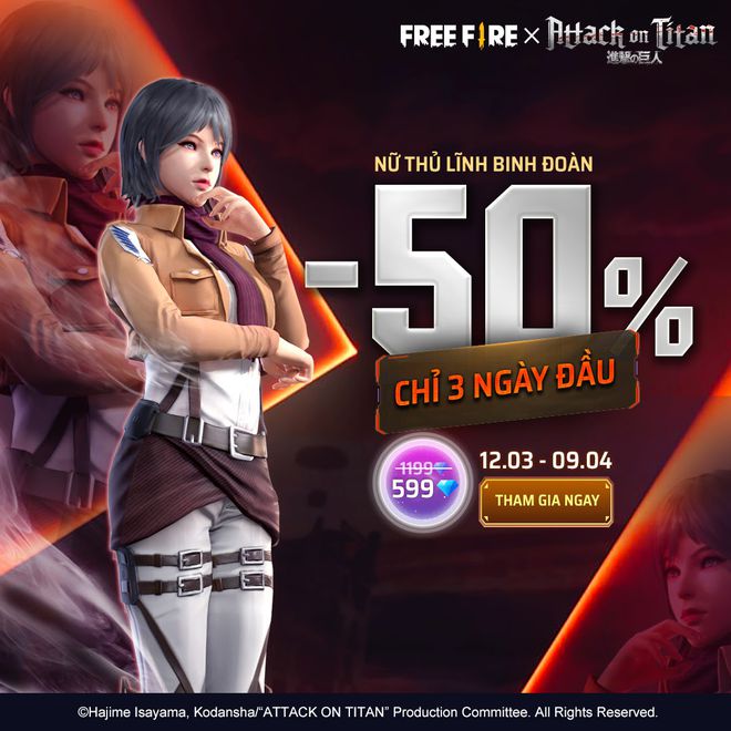 Garena Free Fire kết hợp củng Đại Chiến Titan