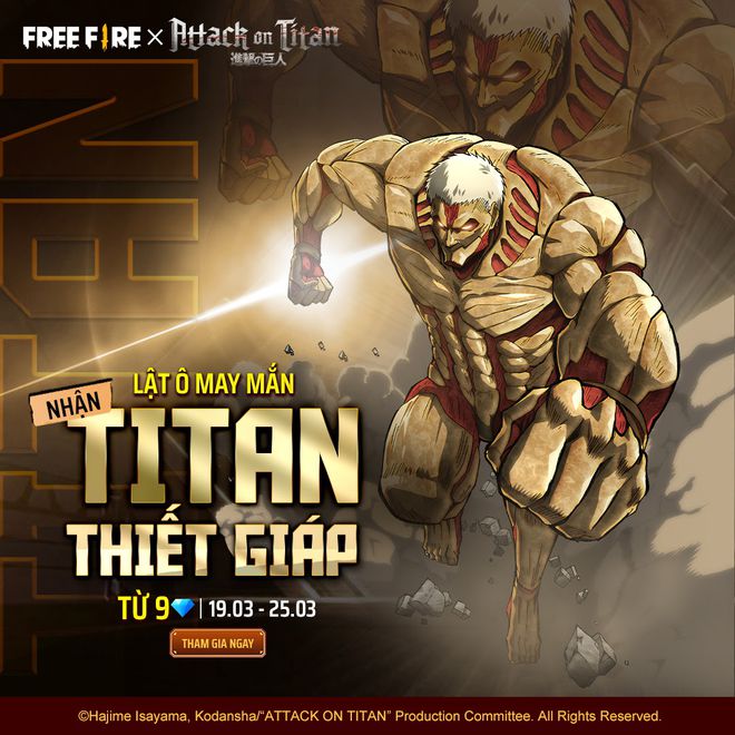 Garena Free Fire kết hợp củng Đại Chiến Titan