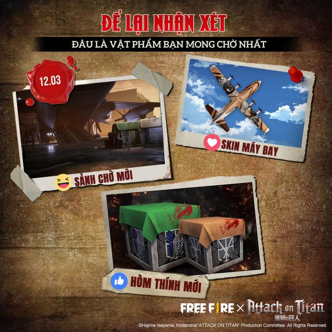 Garena Free Fire kết hợp củng Đại Chiến Titan