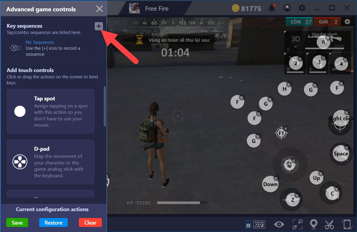 Garena Free Fire: Thiết lập gán phím, tạo combo khi chơi với BlueStacks