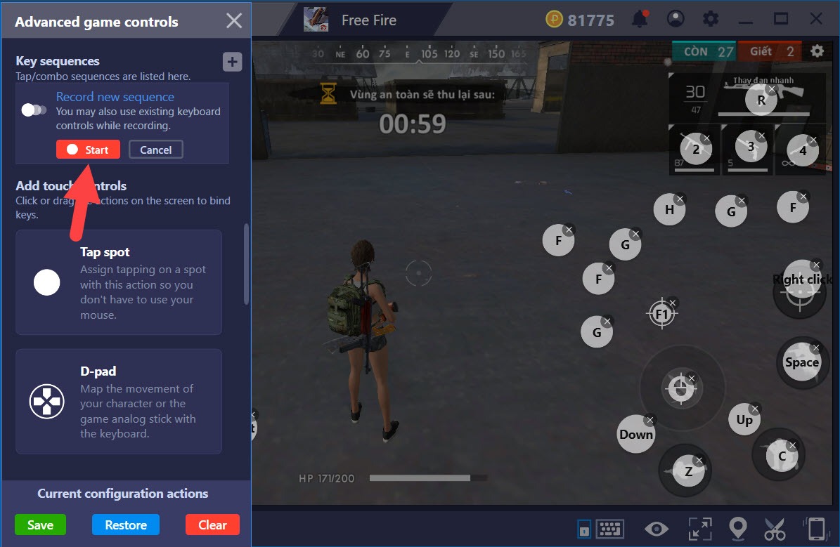Garena Free Fire: Thiết lập gán phím, tạo combo khi chơi với BlueStacks