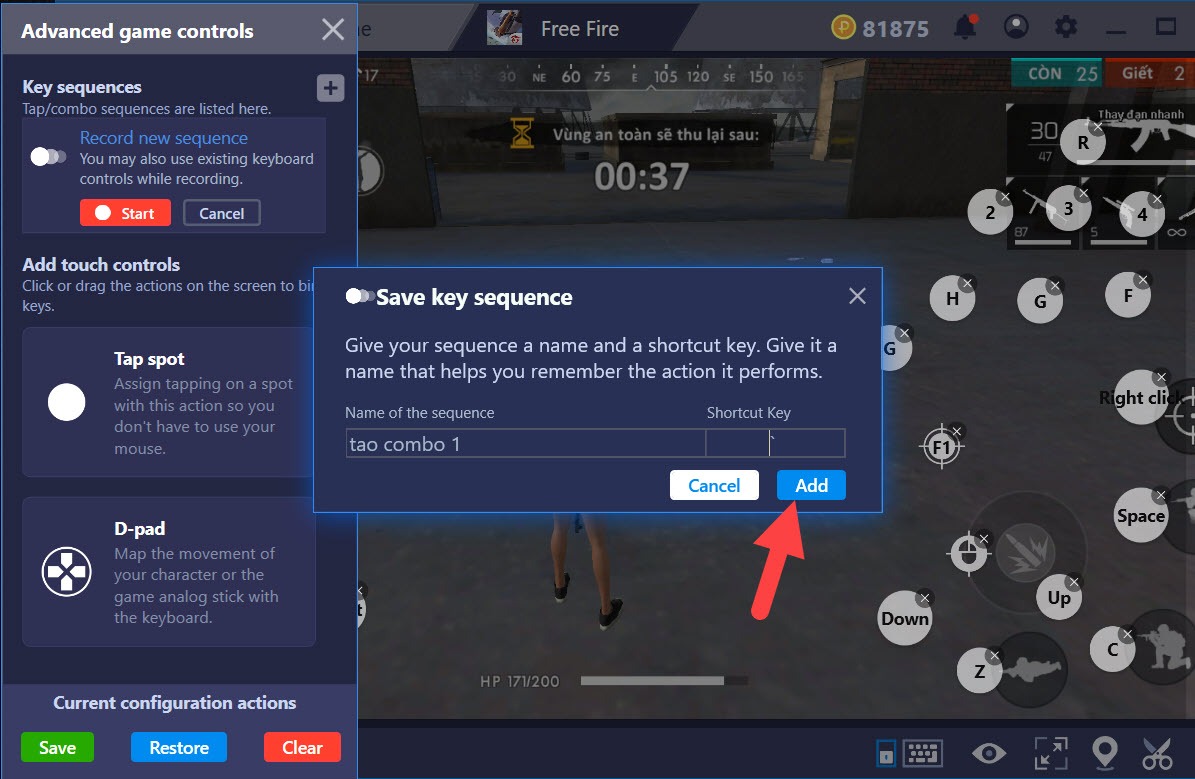 Garena Free Fire: Thiết lập gán phím, tạo combo khi chơi với BlueStacks