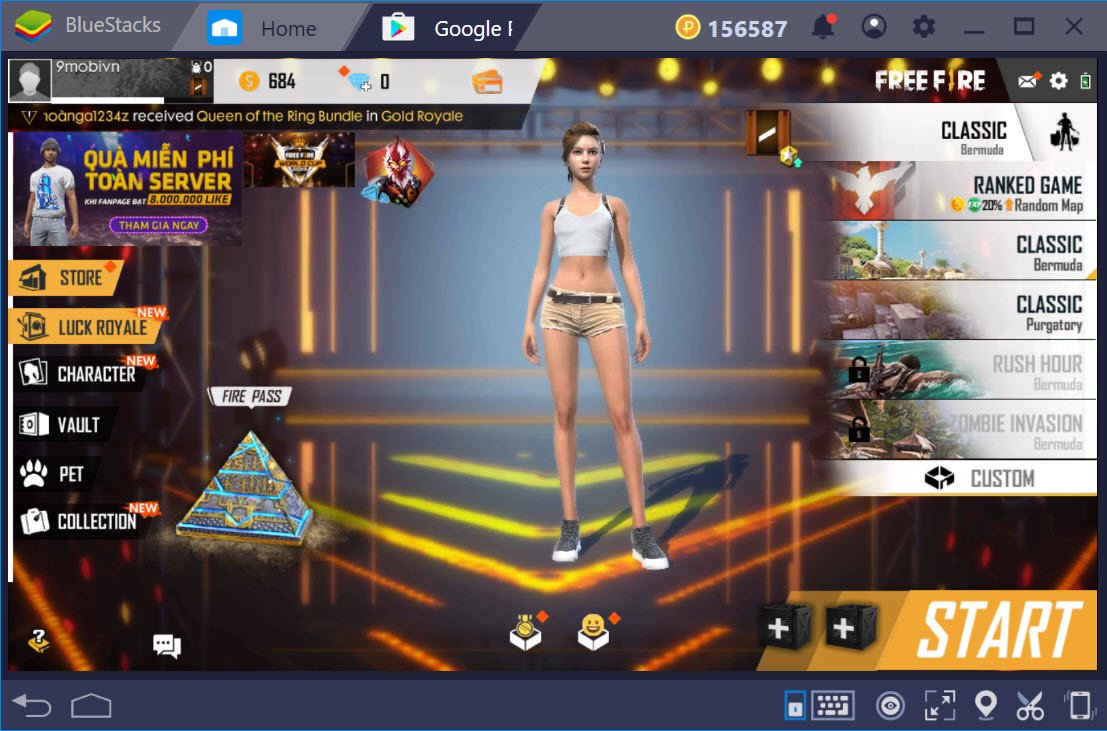 Game Free Fire online, Chơi game Nhảy dù bắn súng online trên Web