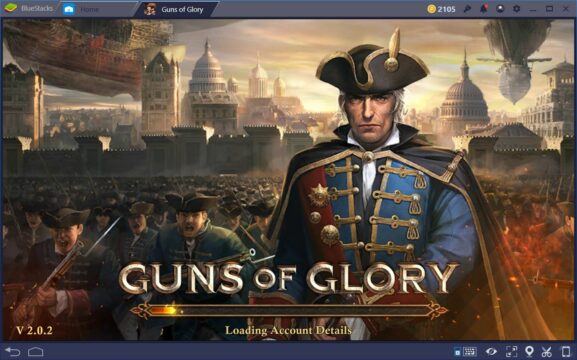 التعزيز مع مبنى الحرس في Guns of Glory على جهاز الكمبيوتر