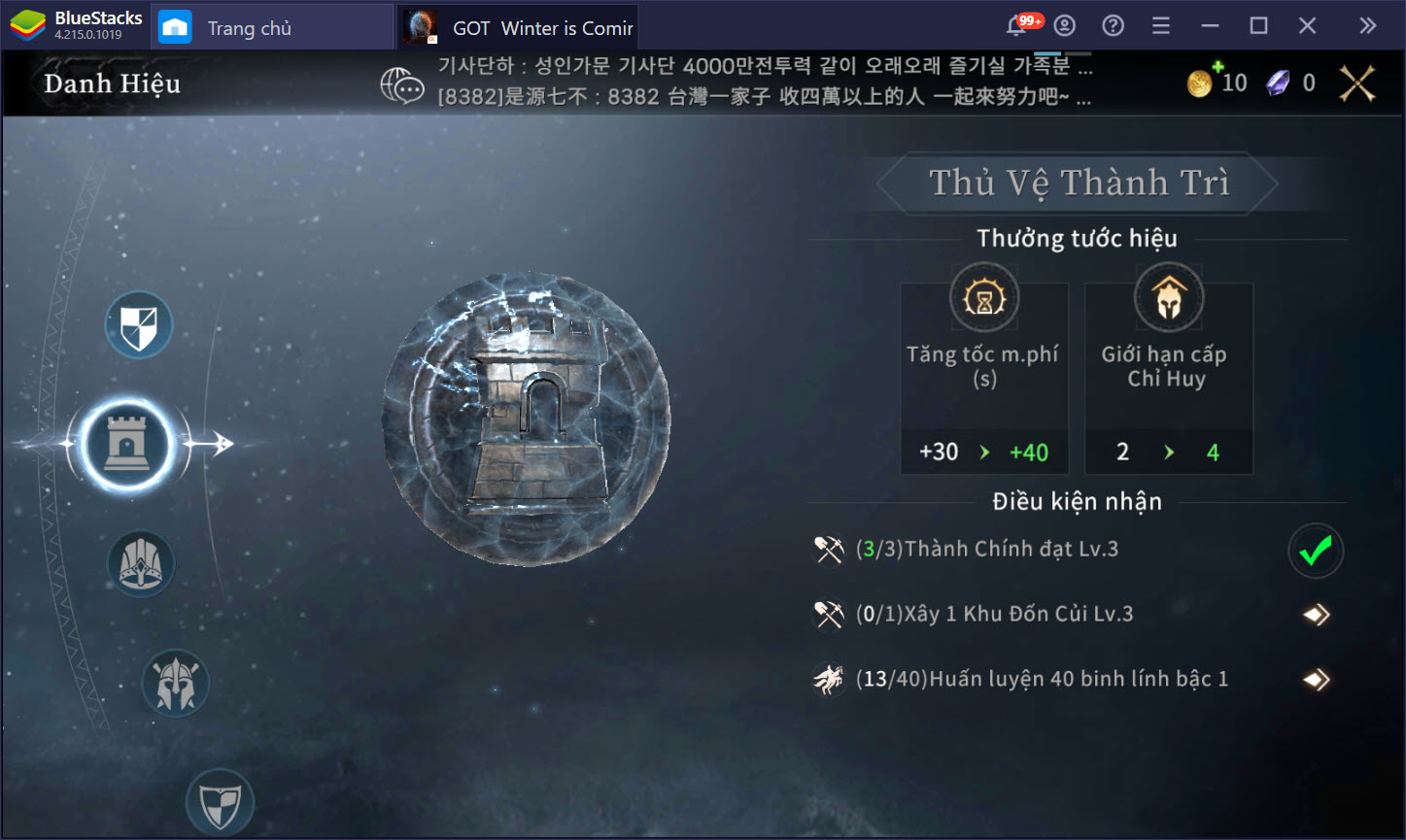 Hướng dẫn cách chơi cơ bản GOT: Winter is Coming M trên PC