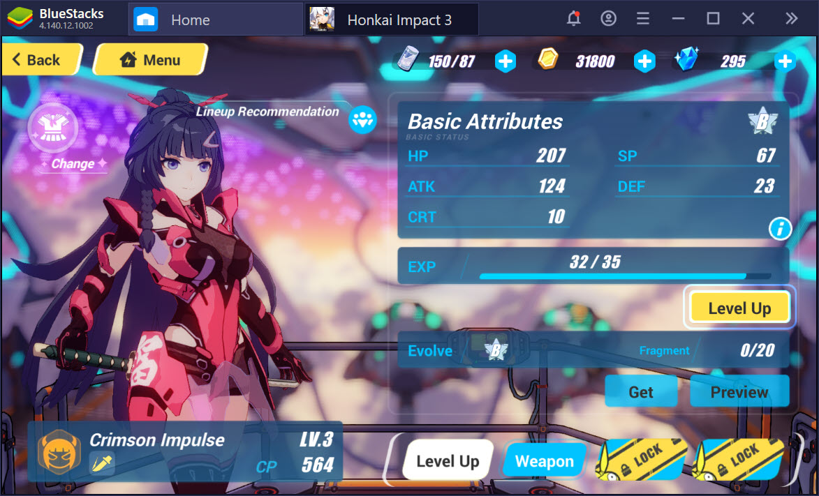 Mở khóa nhân vật, nâng cấp trang bị trong Honkai Impact 3