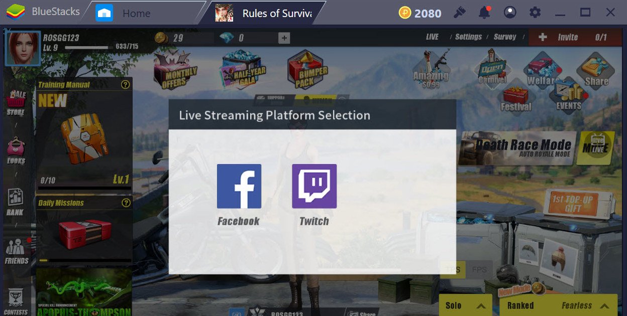 Cách livestream Rules of Survival khi chơi với BlueStacks