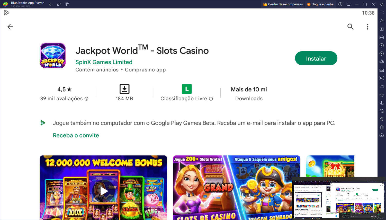 Guia passo a passo para jogar Jackpot World – Slots Casino no PC com BlueStacks