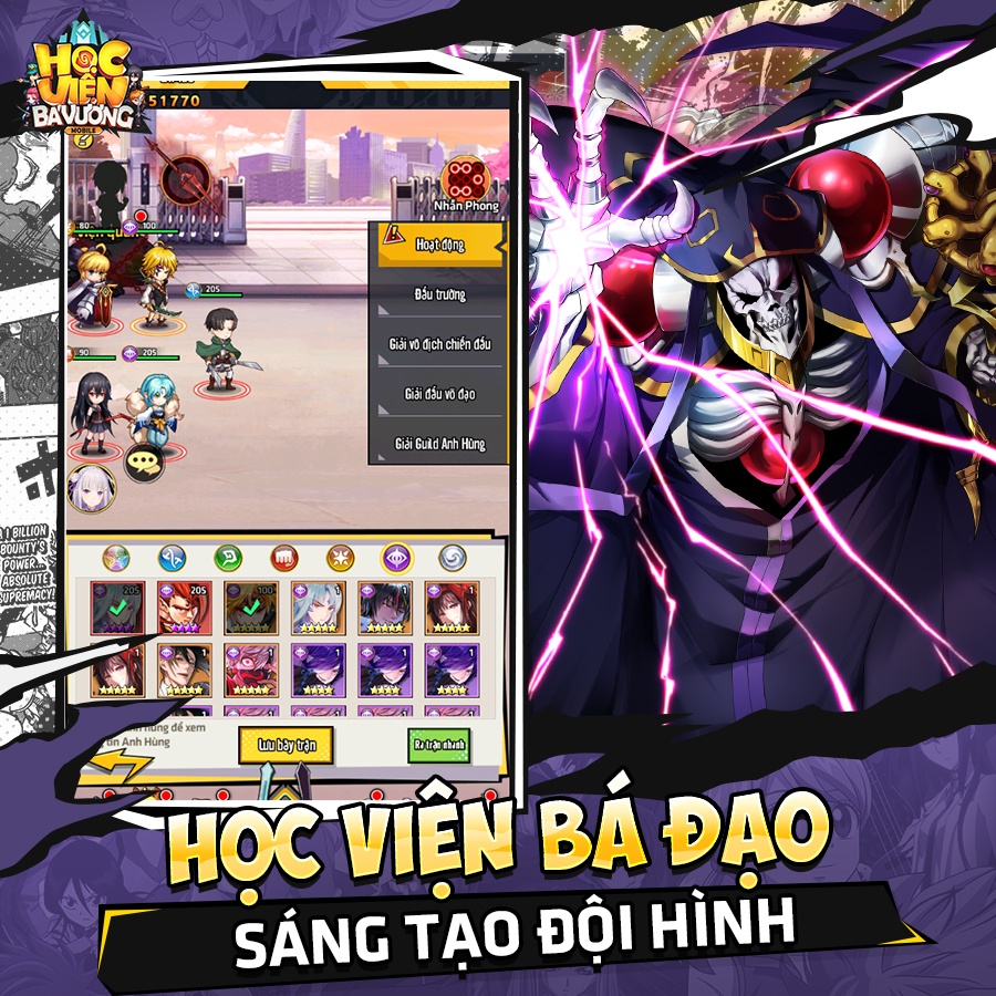 Học Viện Bá Vương Mobile: Game thẻ tướng quy tụ dàn nhân vật Anime/Manga nổi tiếng