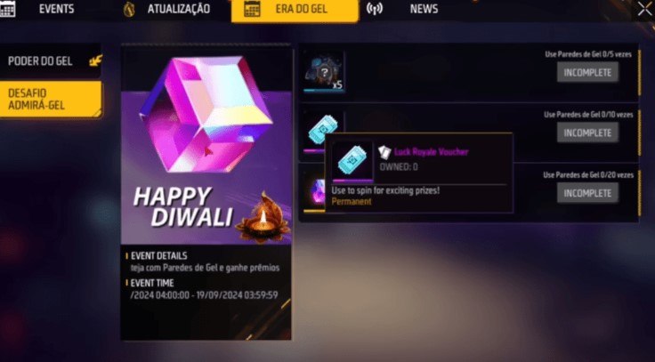 Diwali 2024 do Free Fire - Recompensas e eventos emocionantes aguardam na celebração